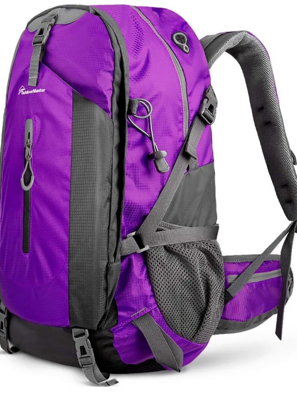 OutdoorMaster Hiking Travel Backpack 45L - w/Waterproof Cover - Purple